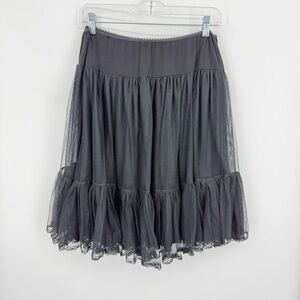 Odille black petticoat skirt black midi skirt ruffle hem sz M/L